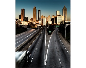 Atlanta Art Skyline Photography Vivid Color View Downtown Jackson Street Bridge View Print Photograph City Photograph Urban Photo ATL Decor