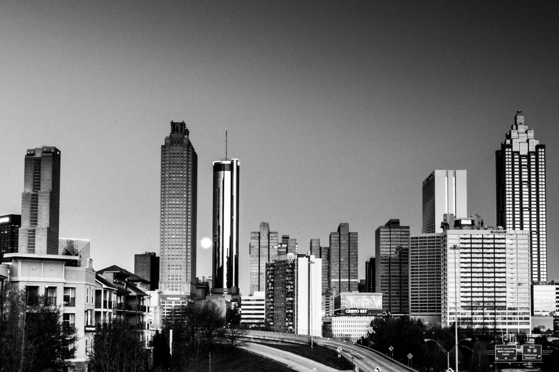 Downtown Atlanta Skyline Black & White Wall Art. Atlanta Black And