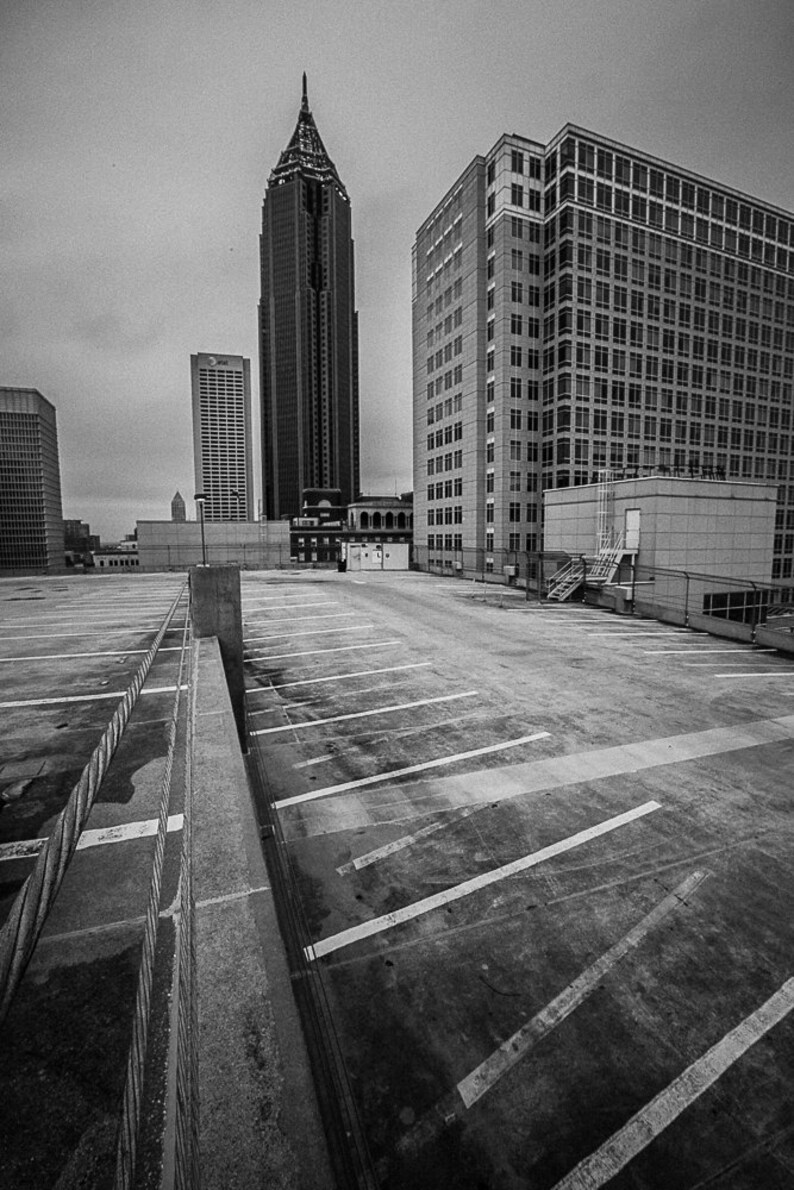 Atlanta Art Photography Bank of America From Parking Deck Black and