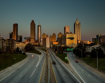 Atlanta Art Photography of Skyline Jackson Street Bridge View Photo Print Downtown Office Wall Art Home Decor Large Or Small