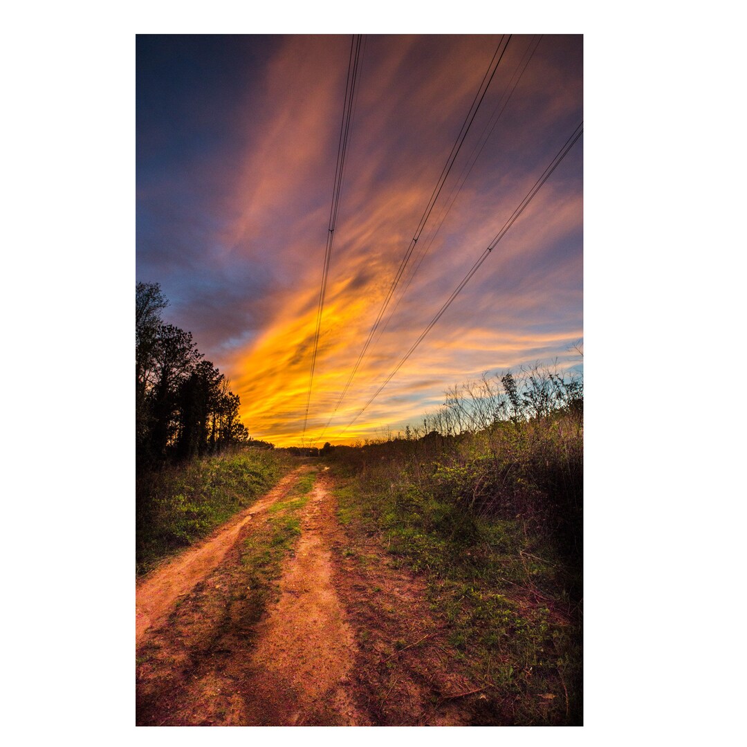 Nature Photography Landscape, Rural Sunset Marietta, GA, Photo Print