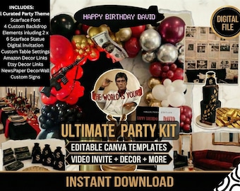 Scarface Mafia Party Kit, Mafia Themed, Mob Boss Party Decor(Digital Download)