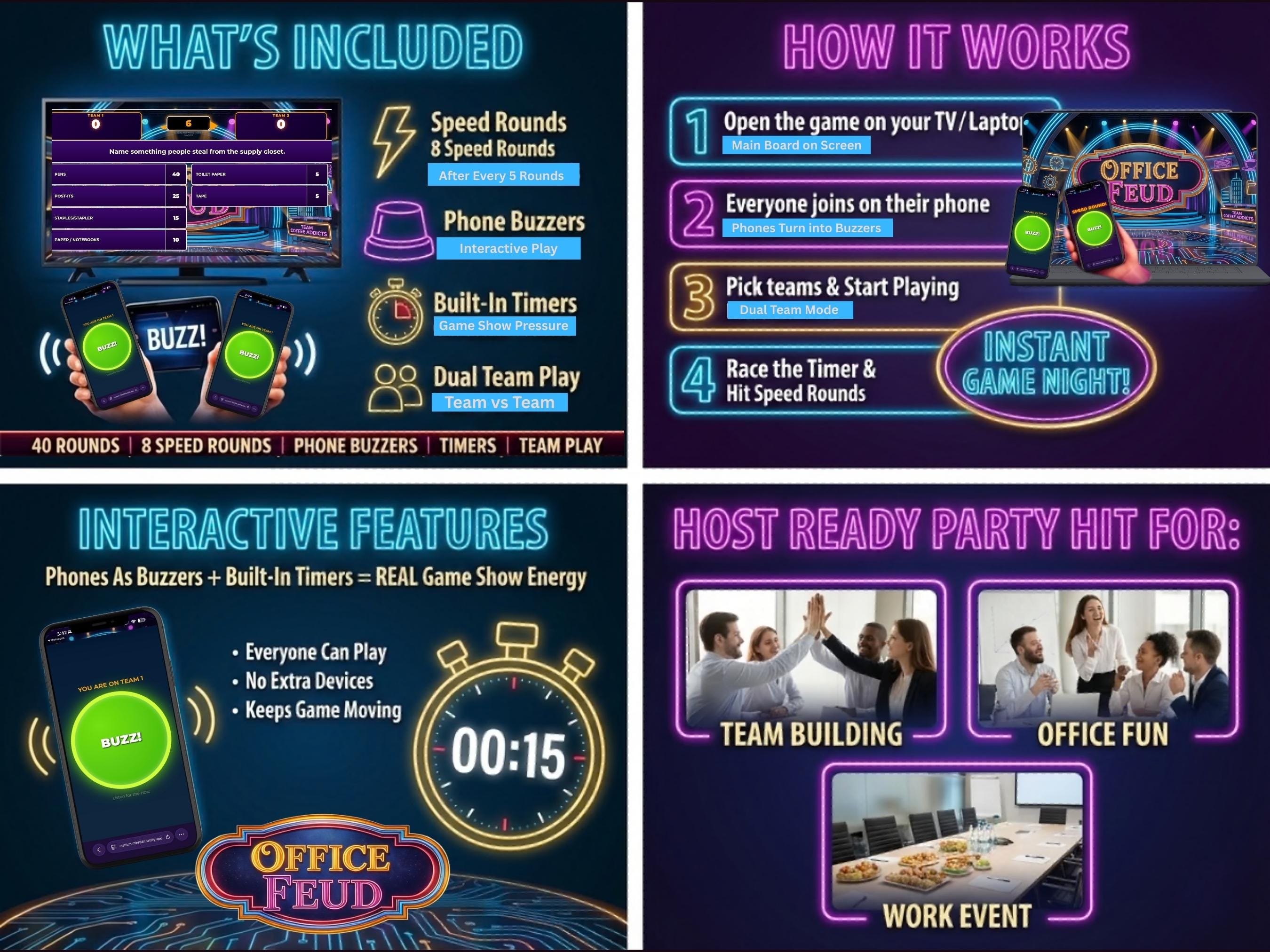 Access Trivia Office Feud Game, Team Building Trivia, Digital Buzzers (instant Access ...