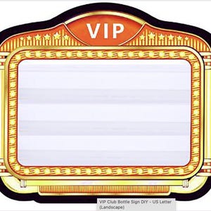 VIP Bottle Club Sign 2ft x 3ft - Digital Download Editable Marquee Letters Custom Party Decor Bar Nightclub event Printable Template