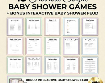 Ultimate Baby Shower Game Bundle, Printable Editable Simple Baby Shower Games Pack, Fun Neutral Boy Girl Games