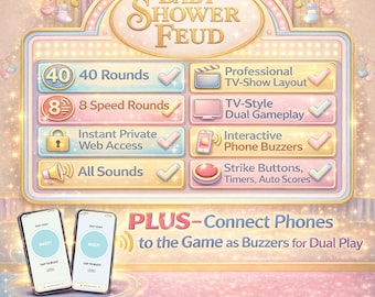 Baby Shower Game Feud , Interactive Gender Reveal Game Show, Buzzers, Timers (Instant Access)