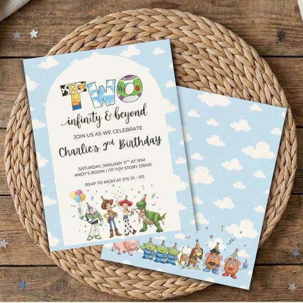 Toy Story Birthday Invitation: Two Infinity and Beyond, Welcome Sign (Digital, Editable Canva Template)