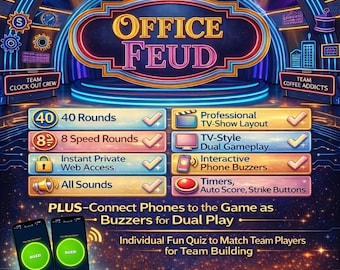 Office Feud Game, Team Building Trivia, Digital Buzzers (Instant Access)