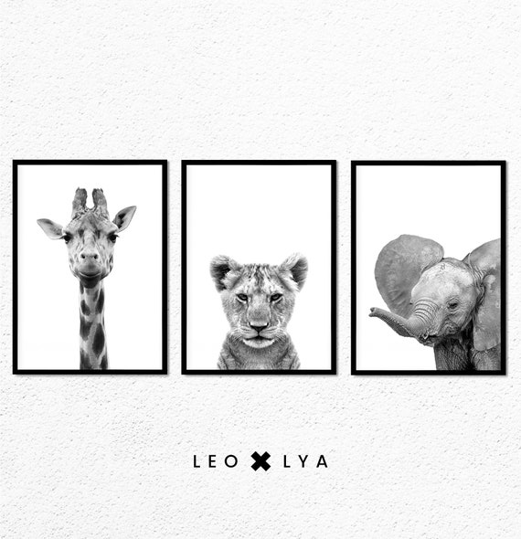 Baby Safari Animal Prints Nursery Room Decor Printable Wall Etsy