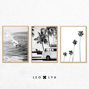 Beach Print Set of 3, Tropical Print, Van Print, Surf Print, Palm Print, Beach Wall Art, Surf Wall Art, Palm Wall Art, Ocean Waves, Tropical