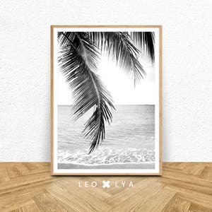 Tropical Printable Decor, Tropical Leaf, Palm Tree Print, Tropical Leaf Print, Tropical Art, Tropical Beach, Modern Black and White