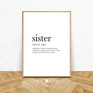 Sister Definition Print DIGITAL DOWNLOAD Sister Gift For Sister Print Sister Birthday Gift Funny Definition Of Sister Printable Definition