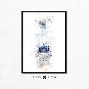 Grey Goose Vodka Print, Watercolour Vodka Bottle Print, Famous Vodka Bottle, Vodka Lover Gift, Vodka Bottle Paint, Vodka Splatter Art