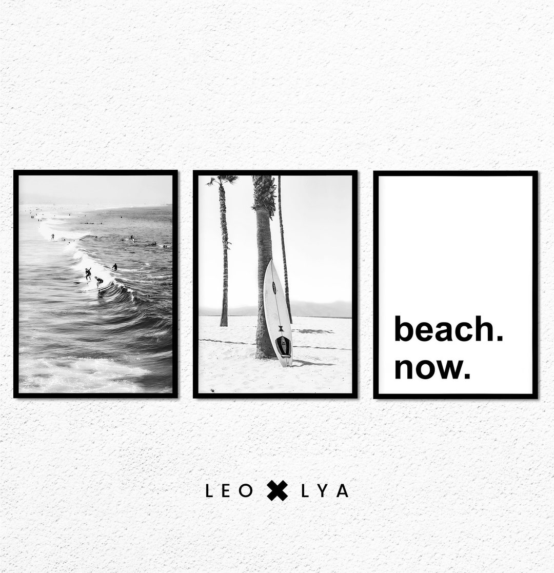 Beach Print Set of 3, Tropical Print, Beach Print, Surf Print, Palm Print, Beach Wall Art, Surf ...