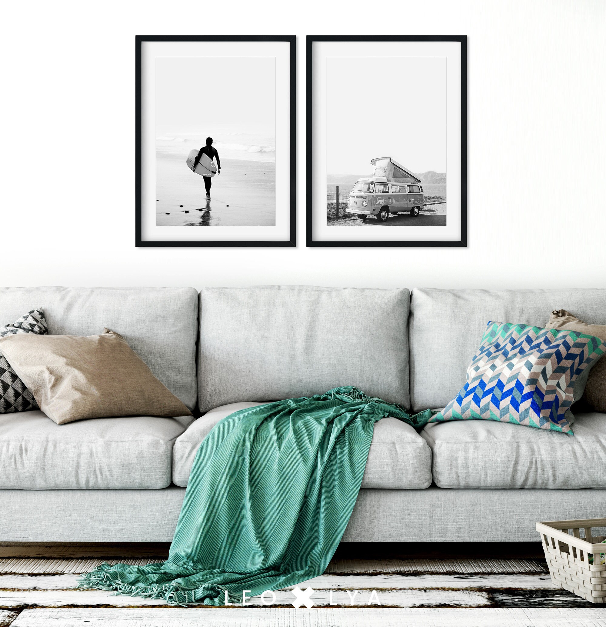 Beach Print Set Van and Surf Van Print Surf Print Beach - Etsy