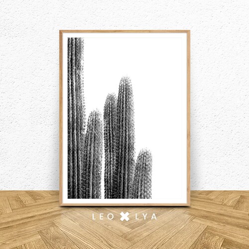 Black and White Cactus Print Printable Art Scandinavian - Etsy