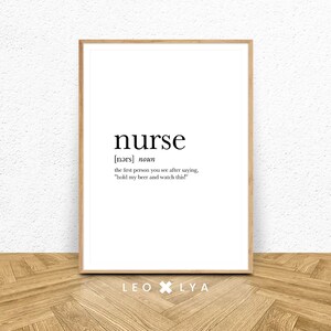nurse definition, nurse print, decor, dictionary art, minimalist poster, funny definition print, wedding gift, office decor