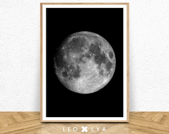 The Moon, Moon poster, Moon photo, Scandinavian poster, vintage Moon, Moon art, Moon print, Moon wall art, black and white