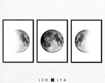 The Moon, Moon poster, Moon photo, Scandinavian poster, vintage Moon, Moon art, Moon print, Moon wall art, black and white