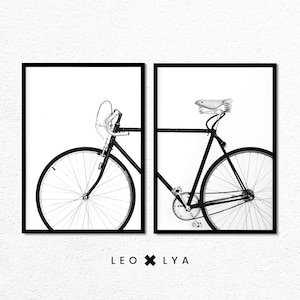 Bicycle Print Set, Bike Print, Bicycle Wall Art, Scandinavian Print, Black and White Print, Modern Minimalist Wall Art, Set of 2 Prints