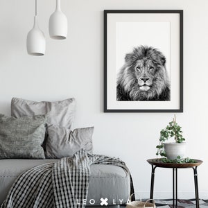 Black and White Lion Print Lion Wall Art Large Poster - Etsy