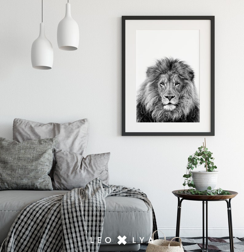Black and White Lion Print Lion Wall Art Large Poster - Etsy