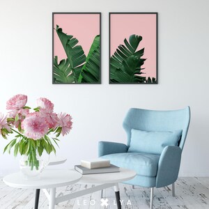 Plant Print Art, Print Set of 2 Two, Banana Leaf Print, Banana Print, Printable Banana Leaf, Plant Wall Art, Banana Leaf Art, Leaf Print image 2