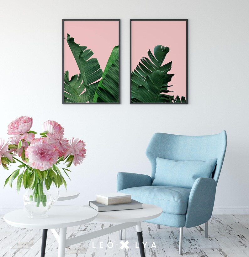 Plant Print Art, Print Set of 2 Two, Banana Leaf Print, Banana Print, Printable Banana Leaf, Plant Wall Art, Banana Leaf Art, Leaf Print image 2