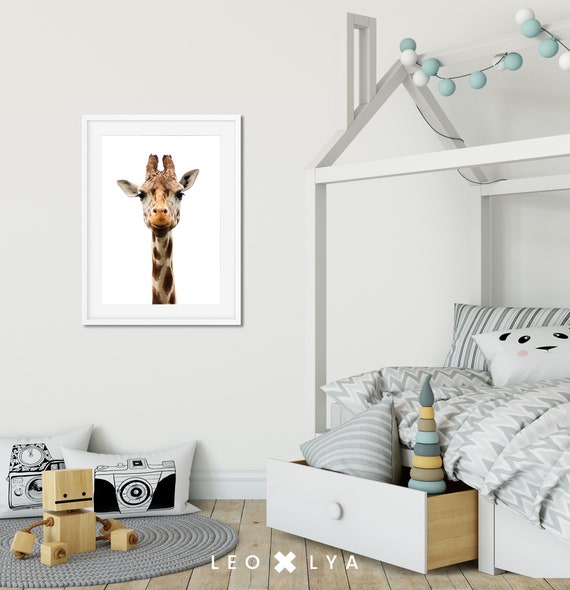 Giraffe Print Nursery Animal Art Nursery Safari Decor Printable Kids Room Poster Modern Minimalist Instant Download Giraffe Photo