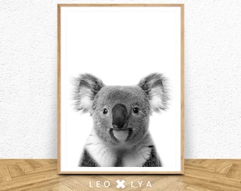 Black and White Koala Print, Australian Animal, Koala Bear, Babies Room Art, Nursery Wall Art Decor, Digital Download, Nursery Poster