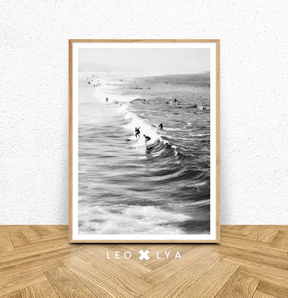Black White Surfing Wall Art Set Coastal Poster Set Of 3 Sea Life Poster