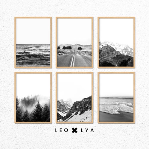 3 Piece Wall Art Black and White Nature Prints Landscape Etsy