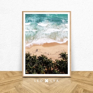 Beach Poster, Ocean Waves Print, Printable Beach Art, Large Beach Print, Palm Tree Print, Ocean Print, Coastal Print, Beach Photography