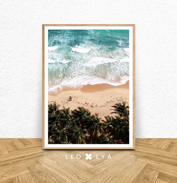 Poster Plage Vagues De Locéan Grand Poster Impression De Palmier Tableau Océan Impression Côtière Photographie De Plage Photo Plage