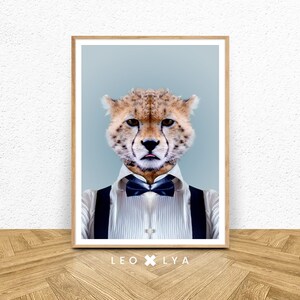 Office Wall Art | Office Print | Home Office Wall Art | Home Office Decor | Animal Head on Human Body Artwork | Human Body Animal Head Art