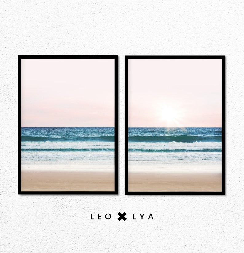 Beach Print Set of 2 Printable Poster Set Beach Prints Palm Etsy