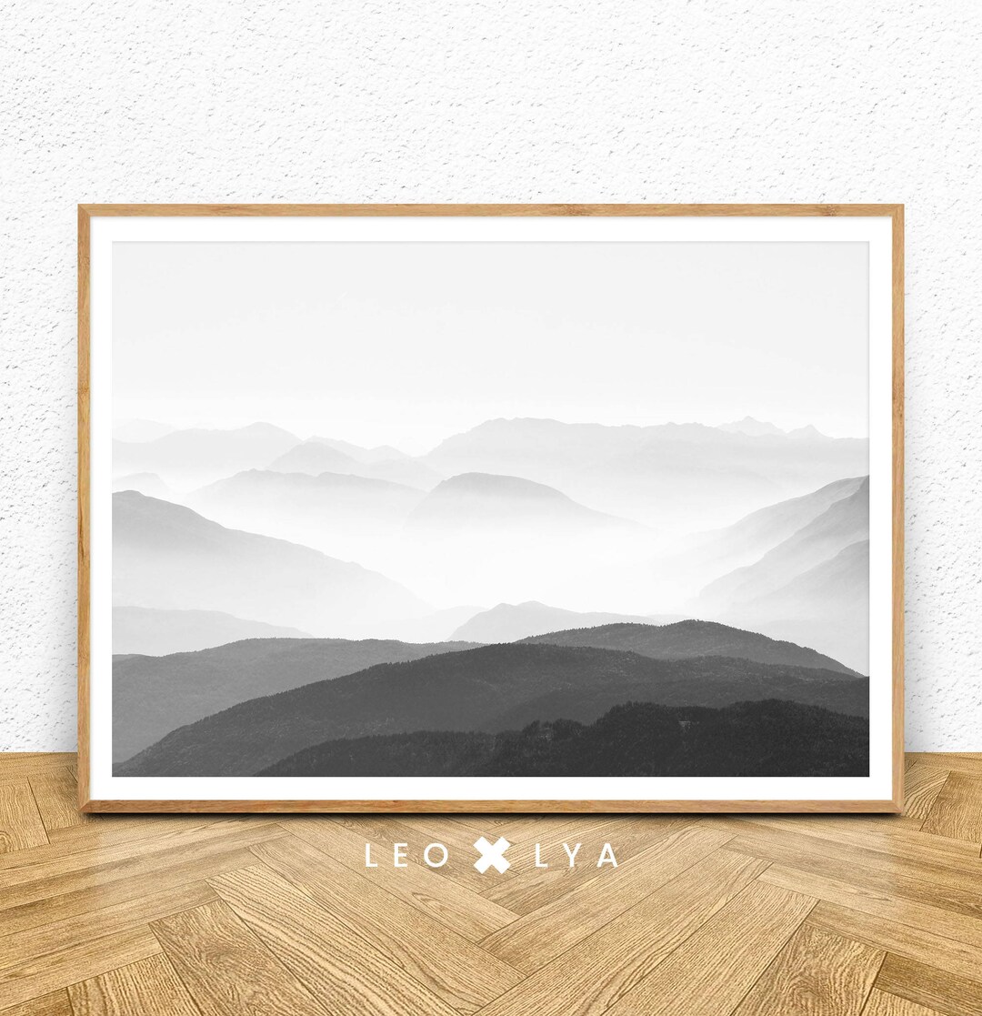 Mountain Photo, Mountain Printable Wall Art, Landscape Print, Black and ...