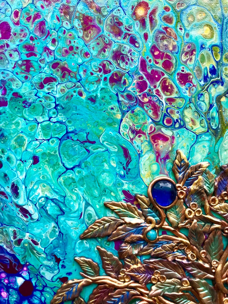 Tree of Life Wall Decor. Polymer Clay on Canvas 16x20. Acrylic Etsy