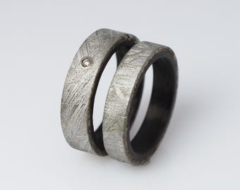 Carbon rings with meteorite and diamond (sample no. 336)