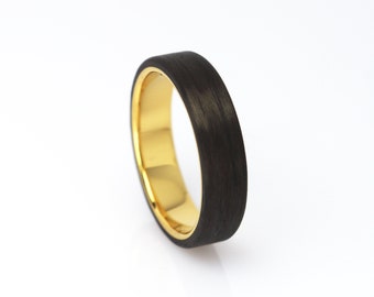 Carbon ring yellow gold plated (pattern no. 528) for L
