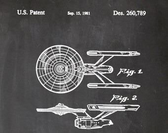 USS Enterprise, Raumschiff, Star Trek, Patent-Print, Wandkunst, Druck A4, Spaceship, Vintage Paper, Blueprint, Spielzeug, Star Wars