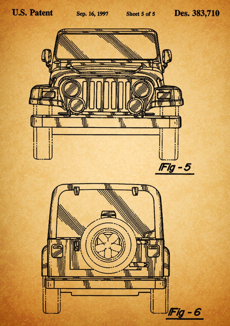 Poster Home Decor DIN A4 Print SUV Gift for Men Jeep Car Vintage Crysler Vehicle Patent Print Adventure