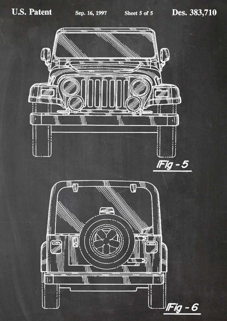 Poster Home Decor DIN A4 Print SUV Gift for Men Jeep Car Vintage Crysler Vehicle Patent Print Adventure