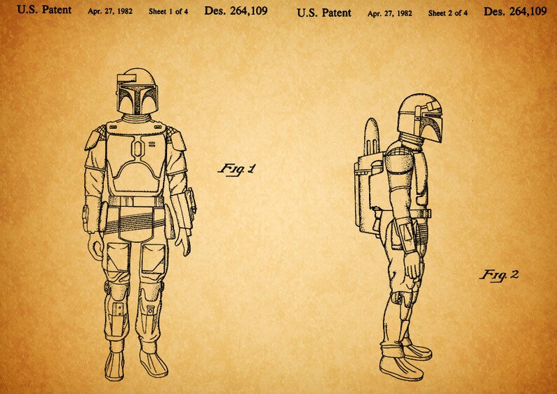 Star Wars Boba Fett Patent Print Chalkboard