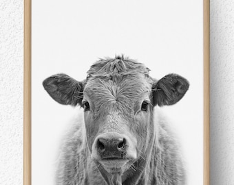 Cow Portrait Print, Farm Animal Nursery Decor (Digital Download)