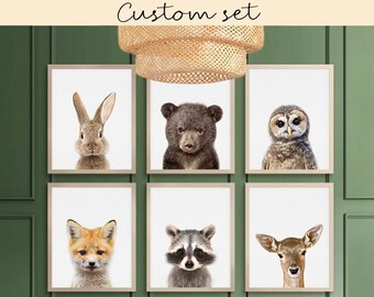 Baby Animal Prints, Nursery Animals, Nursery Animal Print, Baby Animal Wall Art, Printable Nursery, Set of 6 Print, Set of  Six Print