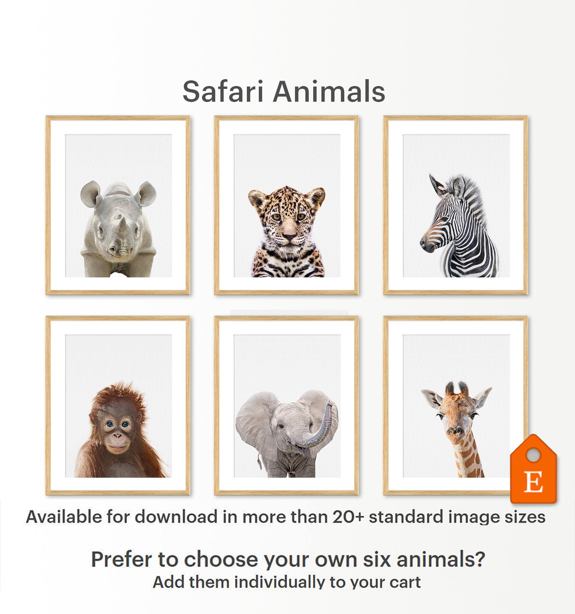 Baby Animal Safari Prints Printable Baby Animal Nursery | Etsy