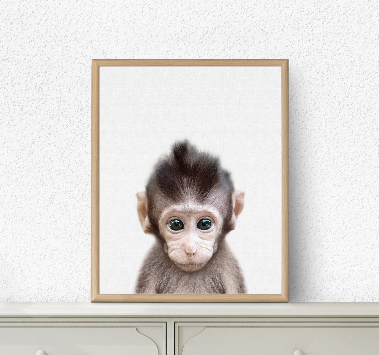 Baby Monkey Print Baby Monkey Wall Art Baby Animal Prints Etsy