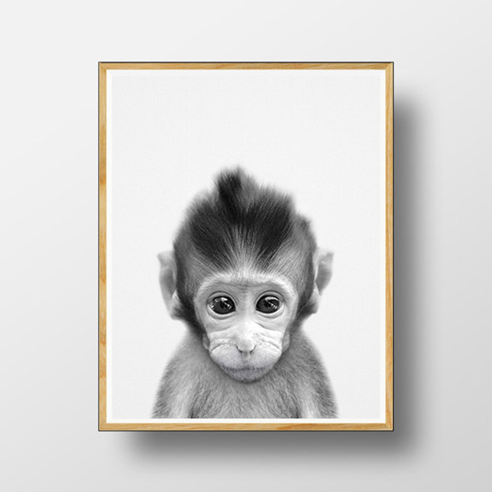 Baby Monkey Print Baby Monkey Wall Art Baby Animal Nursery Etsy