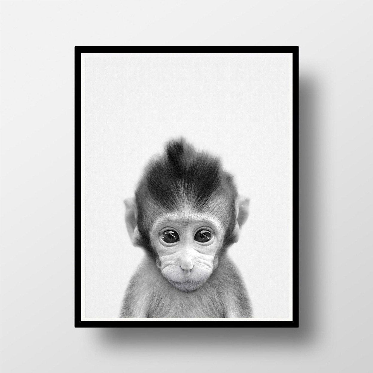 Baby Monkey Print Baby Monkey Wall Art Baby Animal Nursery Etsy